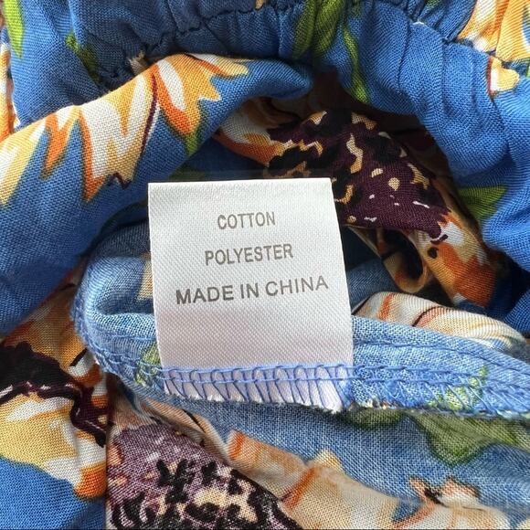 LF Rumor Boutique Women's SIZE M Spaghetti Strap Blue Sunflower Floral Romper - Picture 8 of 8